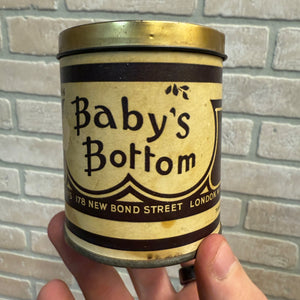 Vintage 1920s Baby's Bottom Tobacco Paper Label Can Advertising Litho Tin