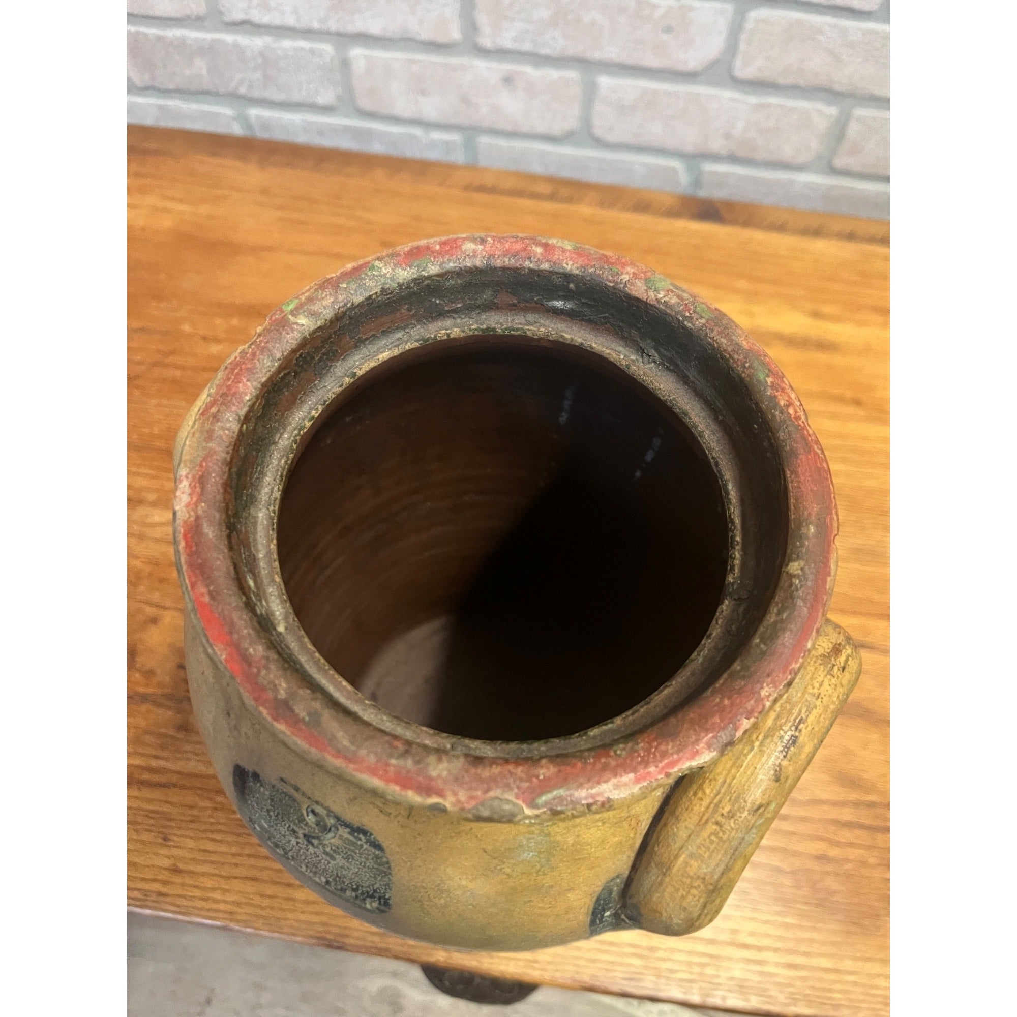Original 19th c. Stoneware P.H. Smith Springfield Ohio Crock Double Handle Jar OH