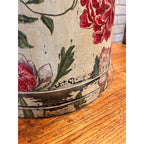 Antique 19th C Wood Firkin Hand Painted Bird Floral Folk Art Sewing Basket AAFA