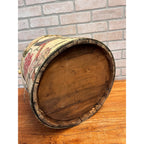 Antique 19th C Wood Firkin Hand Painted Bird Floral Folk Art Sewing Basket AAFA