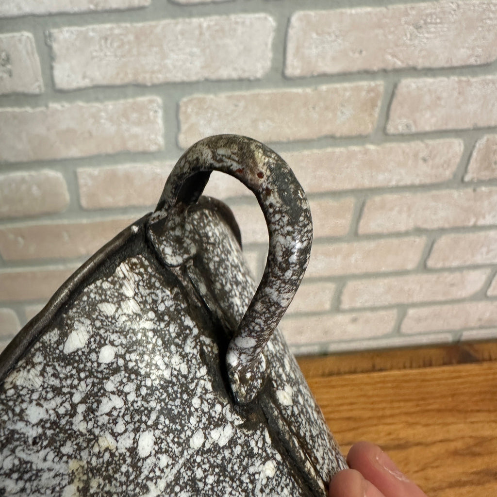 Antique Brown White Mottled Graniteware Enamelware Funnel Primitive Farmhouse