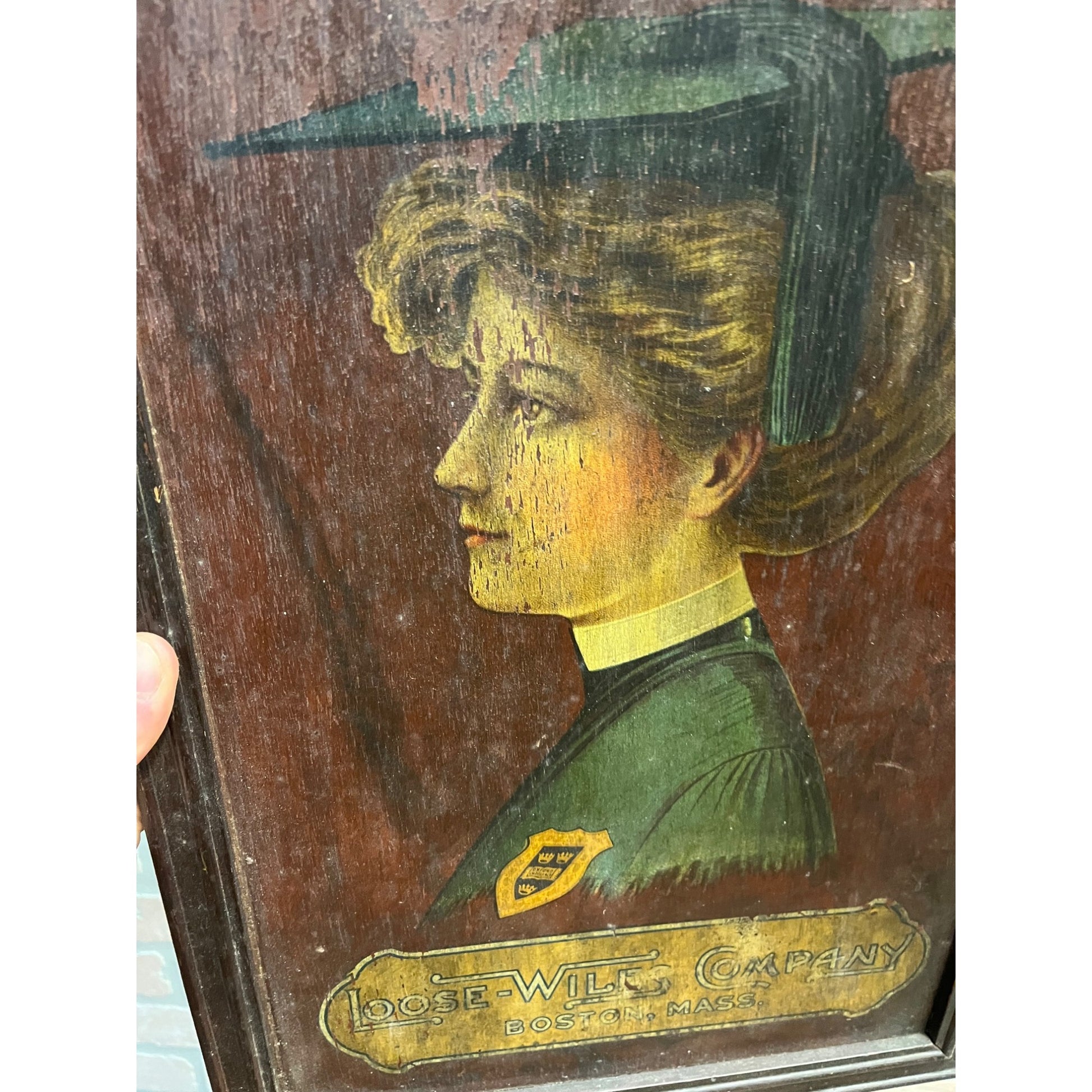 Early Vintage Loose-Wiles Oxford Chocolates Advertising Sign Painted Wood Boston