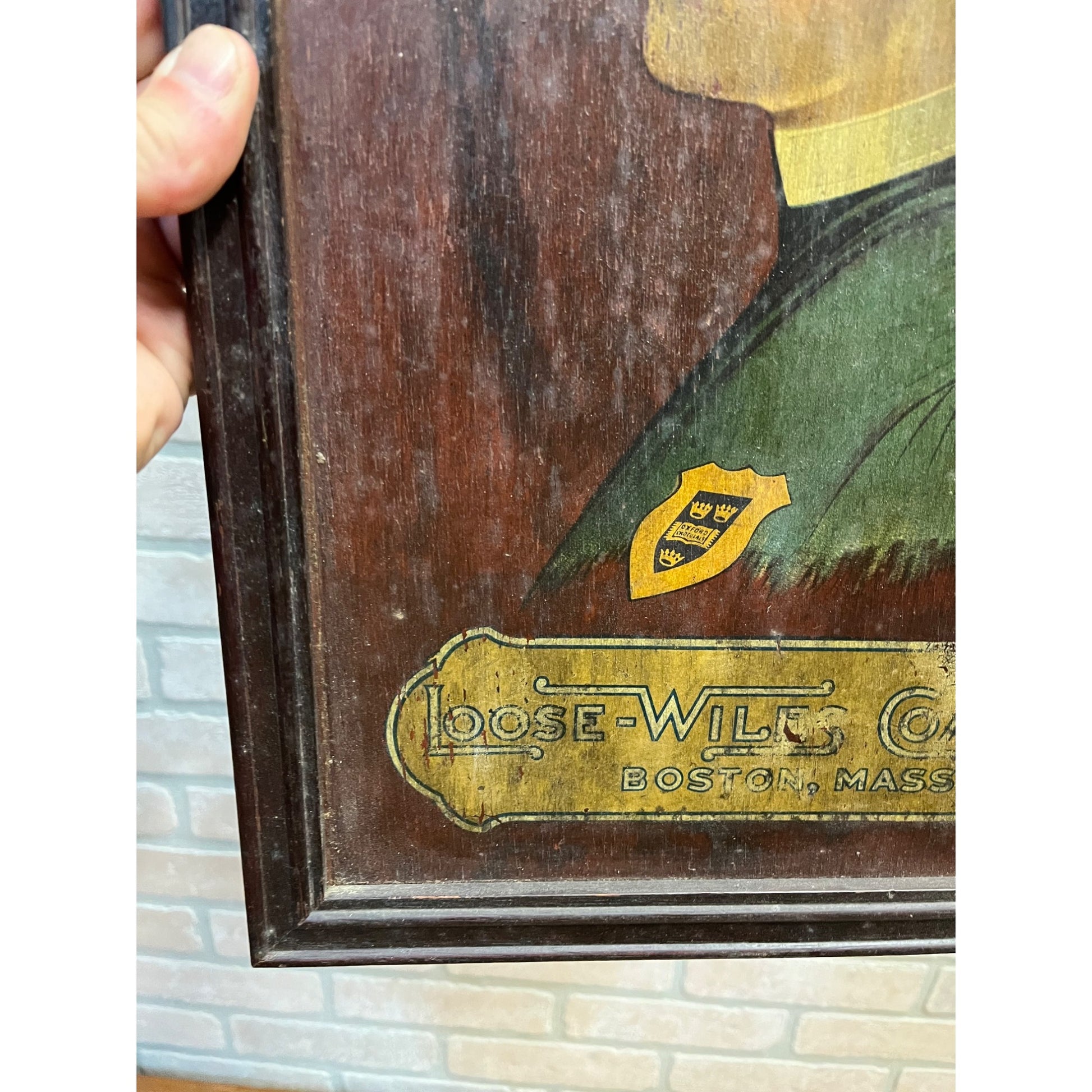 Early Vintage Loose-Wiles Oxford Chocolates Advertising Sign Painted Wood Boston