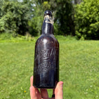 Schlitz Amber blob Top Beer Bottle With Schlitz Globe 12oz Wisconsin Wi Bold