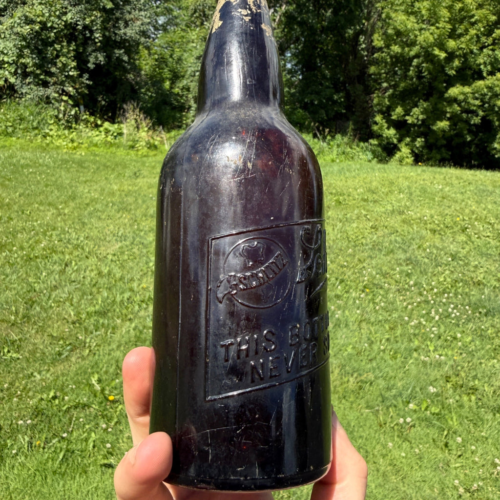 Schlitz Amber blob Top Beer Bottle With Schlitz Globe 12oz Wisconsin Wi Bold