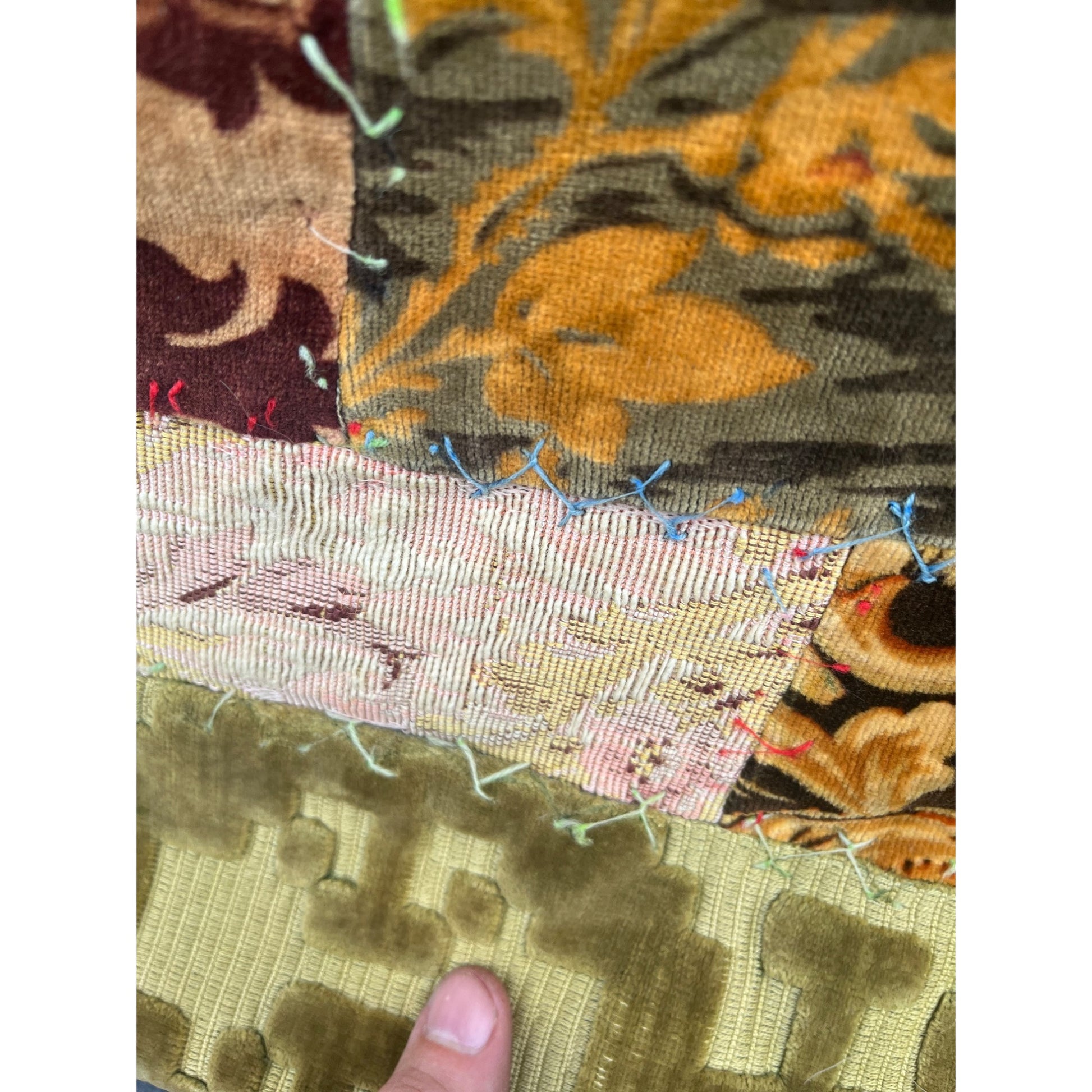 Antique Primitive 1880s Velvet Patchwork Crazy Quilt Seligh Blanket OOAK AAFA