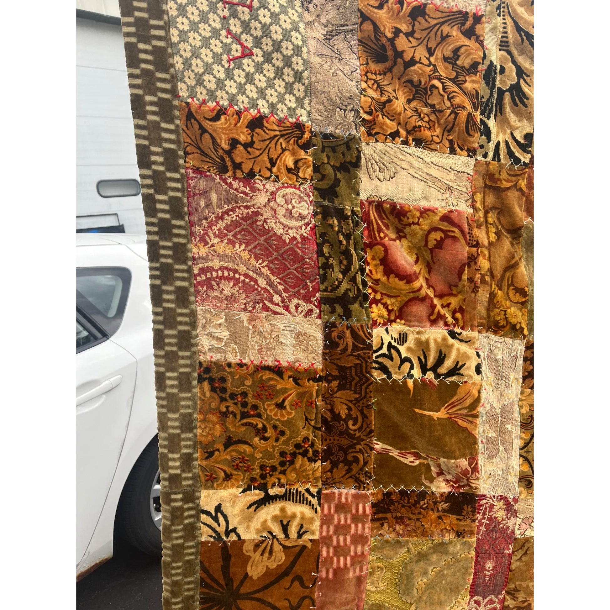 Antique Primitive 1880s Velvet Patchwork Crazy Quilt Seligh Blanket OOAK AAFA