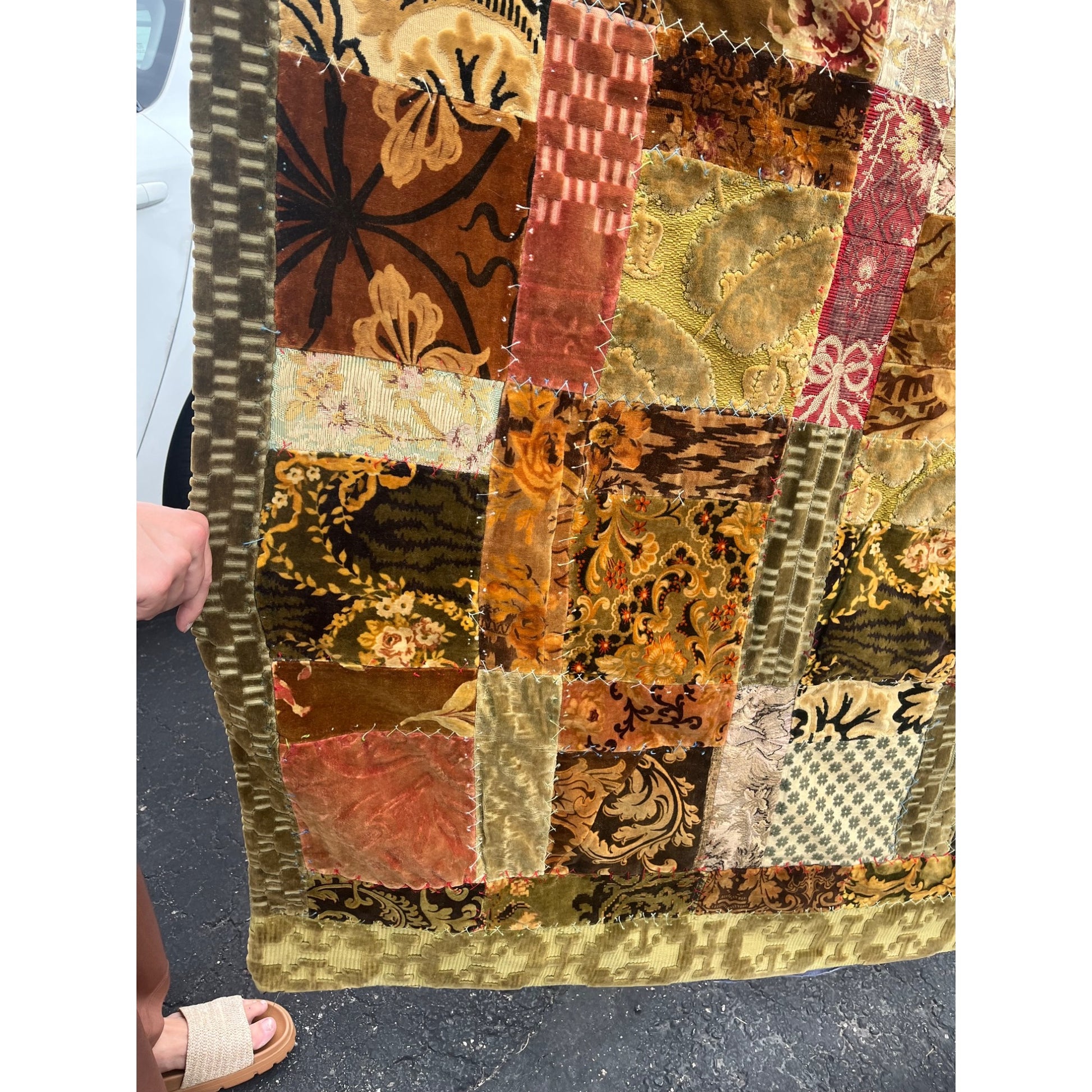 Antique Primitive 1880s Velvet Patchwork Crazy Quilt Seligh Blanket OOAK AAFA