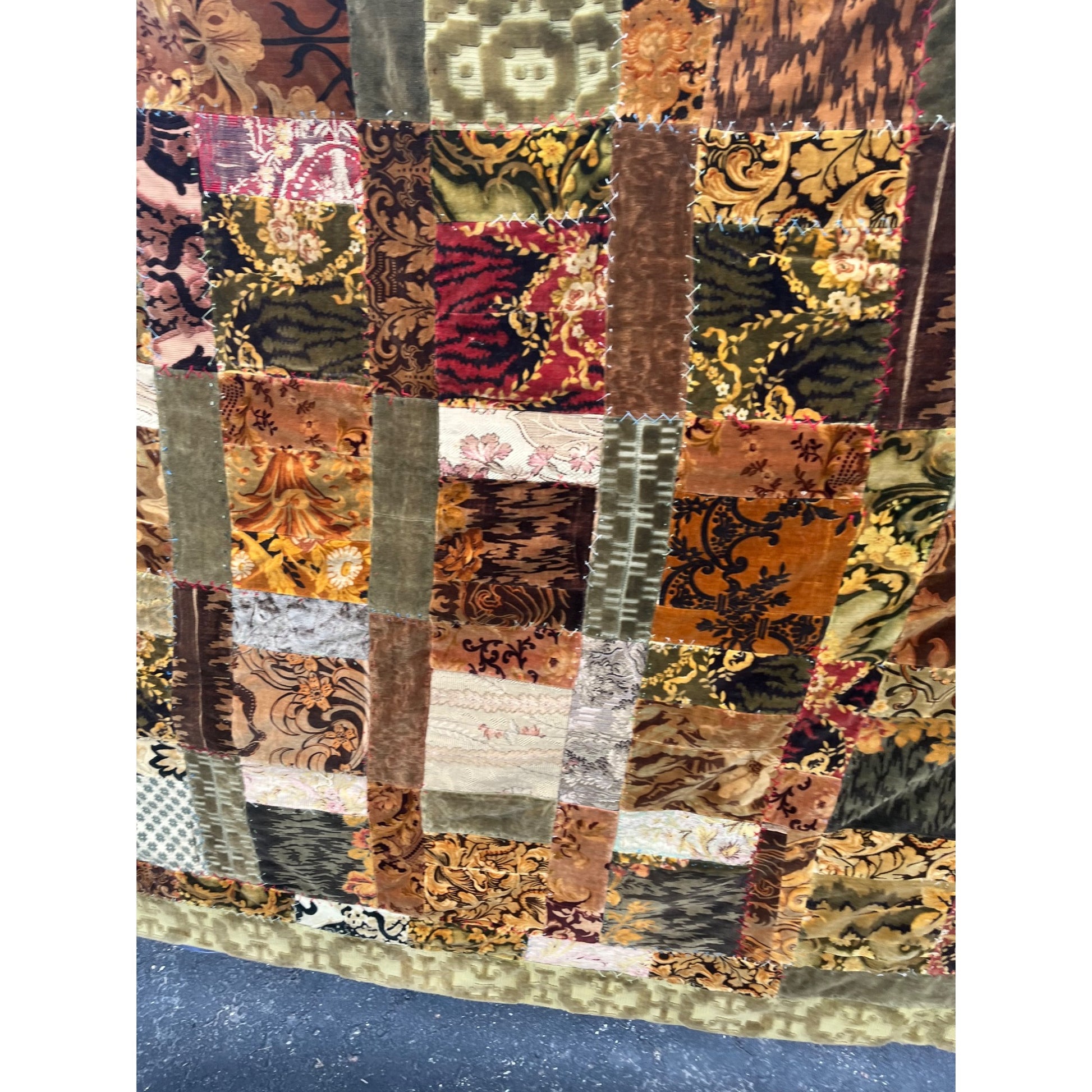 Antique Primitive 1880s Velvet Patchwork Crazy Quilt Seligh Blanket OOAK AAFA