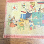 Antique Victorian Lithograph 6-View Picture Wooden Toy Blocks Puzzle in Wood Box