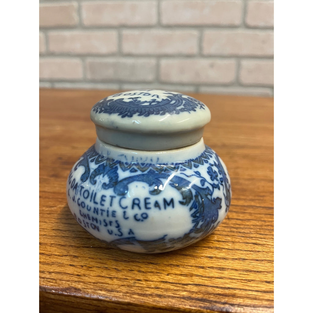 Antique 1800s Magda Toilet Cream Porcelain Jar CJ. Countie & Co Boston