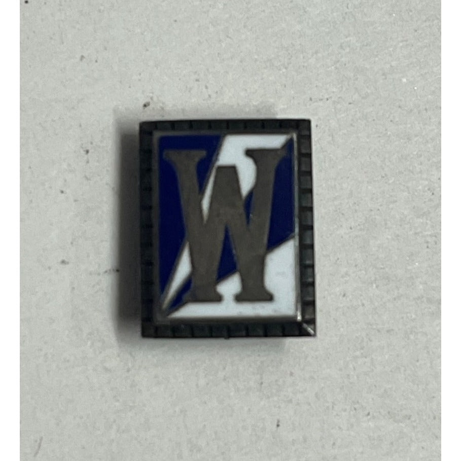 Vintage "W" Enamel Blue & White STERLING SILVER Class Pin Small Pinback Charm