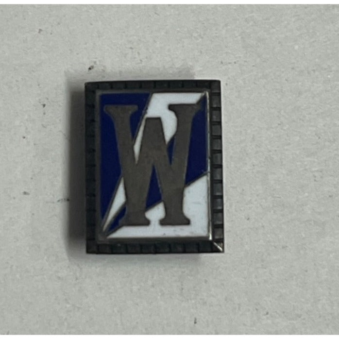 Vintage "W" Enamel Blue & White STERLING SILVER Class Pin Small Pinback Charm