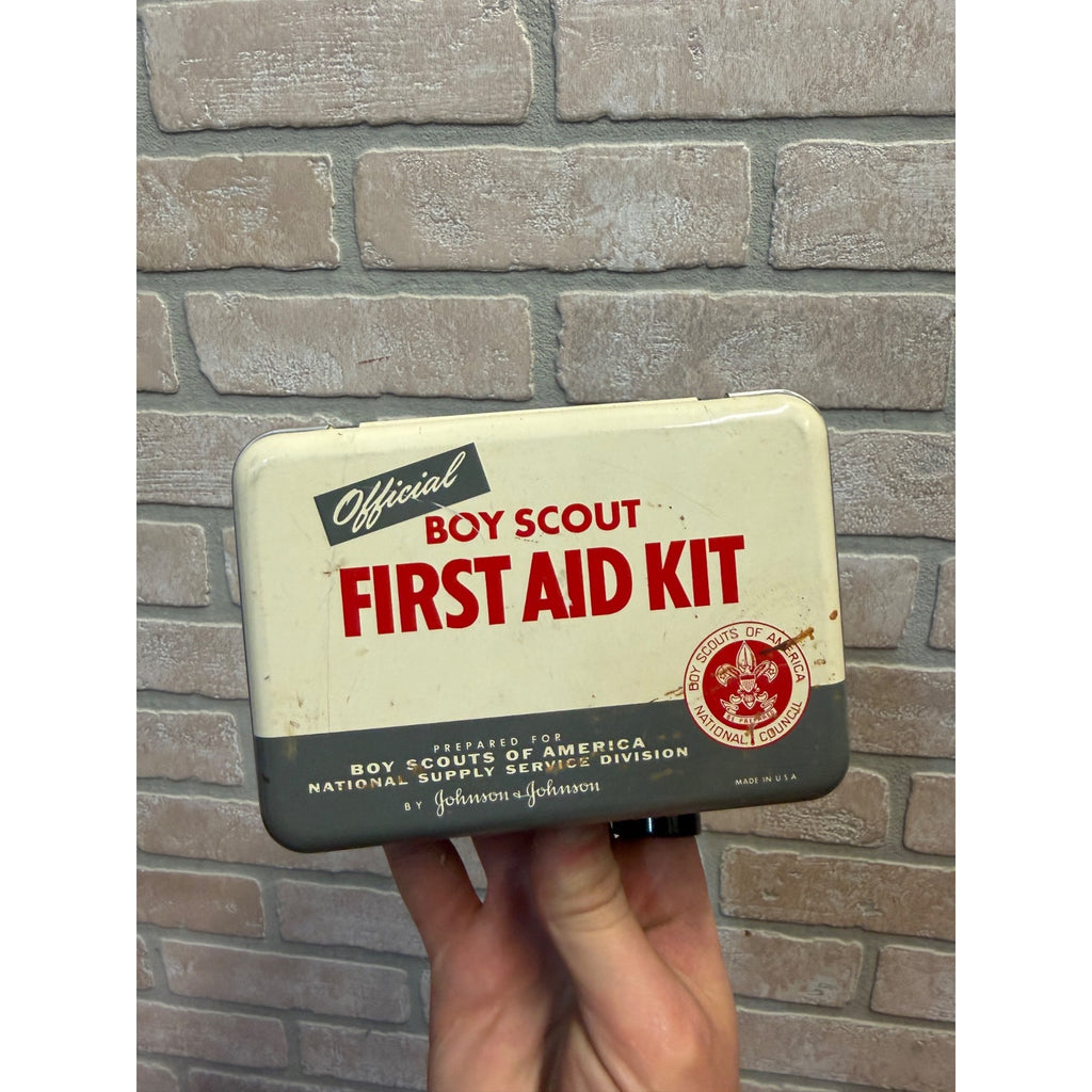 Vintage Original Official Boy Scouts First Aid Kit All Metal Tin Empty