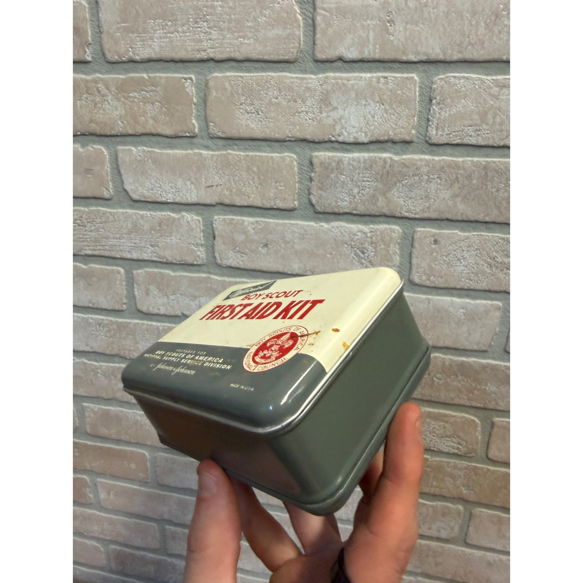 Vintage Original Official Boy Scouts First Aid Kit All Metal Tin Empty