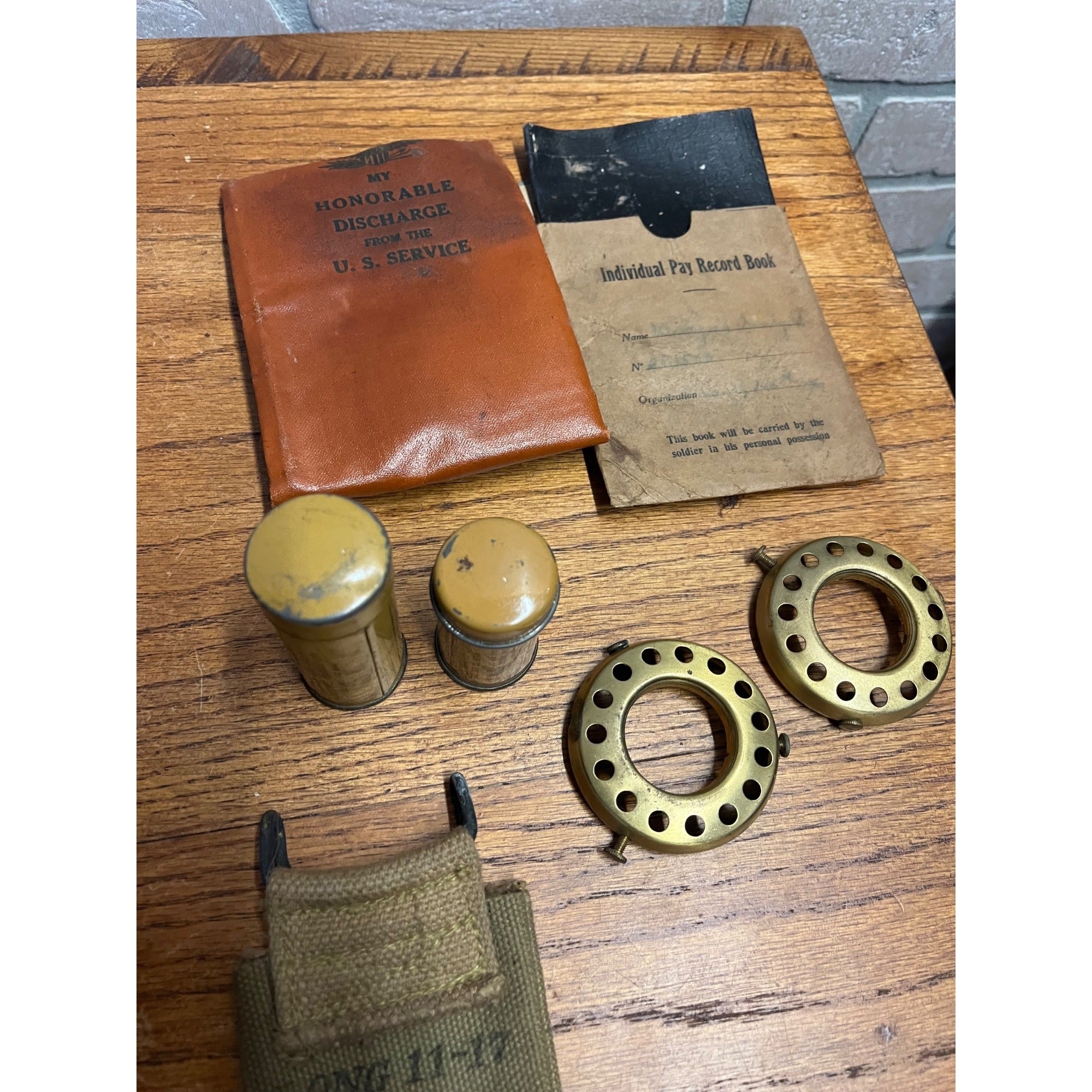 Original WWI Doughboy Helmet M1917 Gas Mask Kit United States World War One Lot Militaria Armed Forces