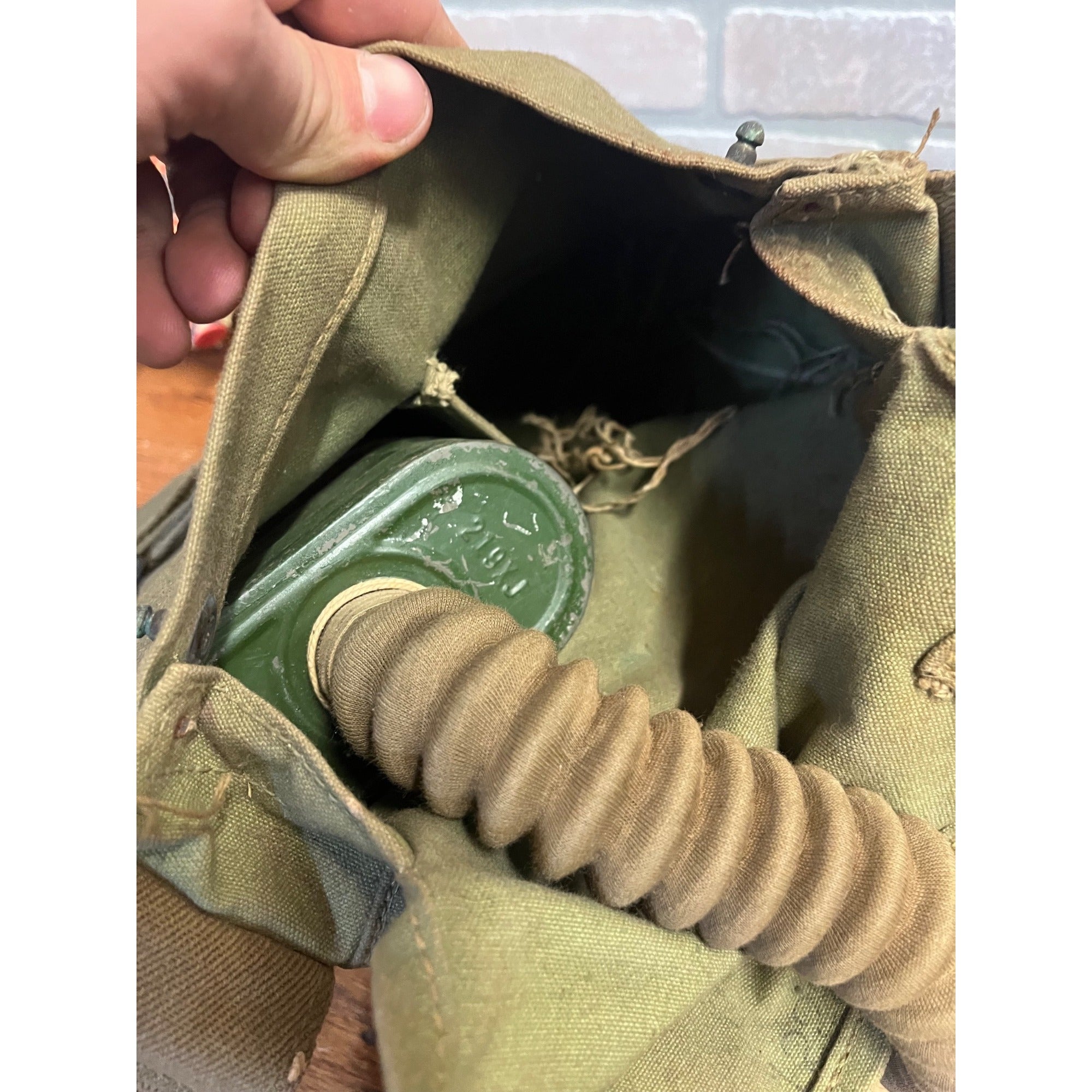 Original WWI Doughboy Helmet M1917 Gas Mask Kit United States World War One Lot Militaria Armed Forces