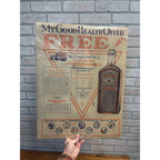 Vintage 1920s Watkins Liniment Drug Store Advertising Sign Paper Litho Poster