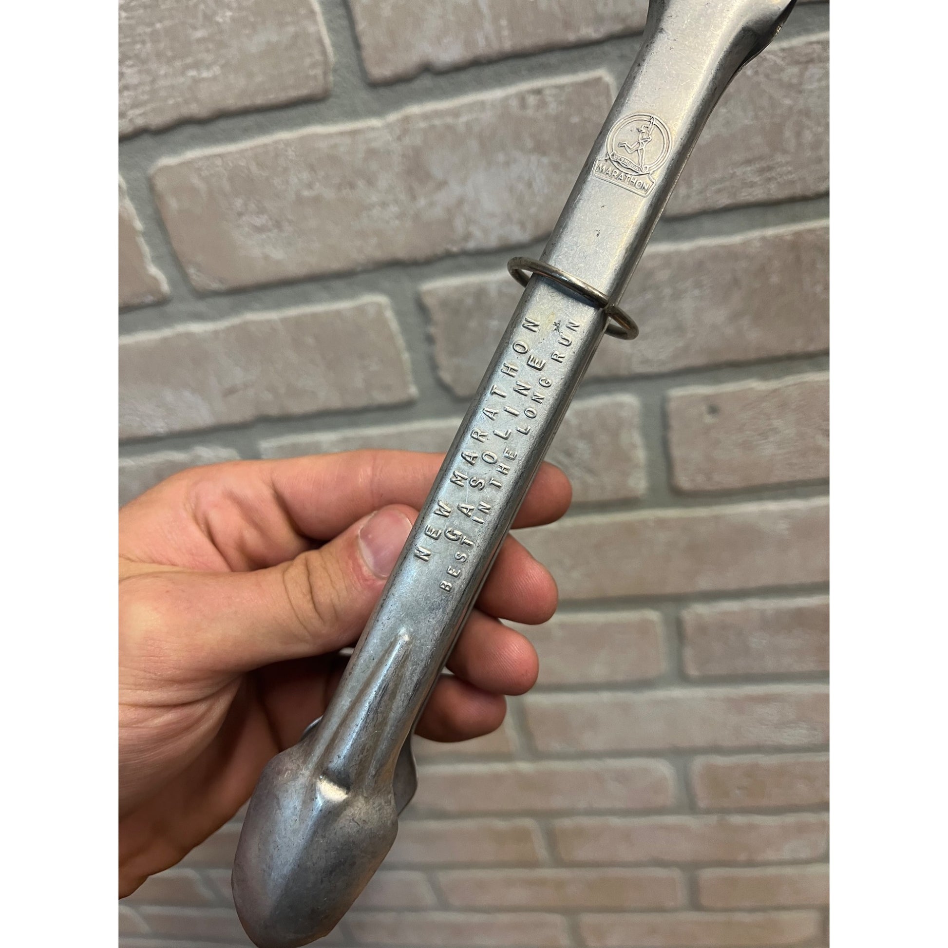 Vintage Marathon Oil Service Gas Station Advertising Promo Aluminum Kitchen Tongs