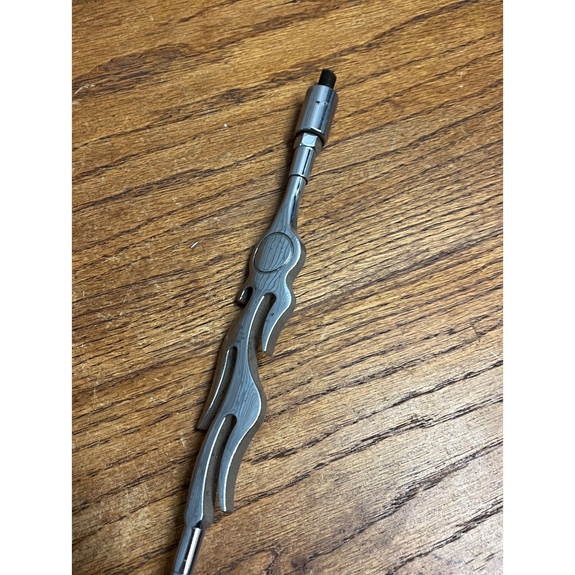 Vintage Chrome Harley Davidson Transmission Shift Rod Flames 12.5"