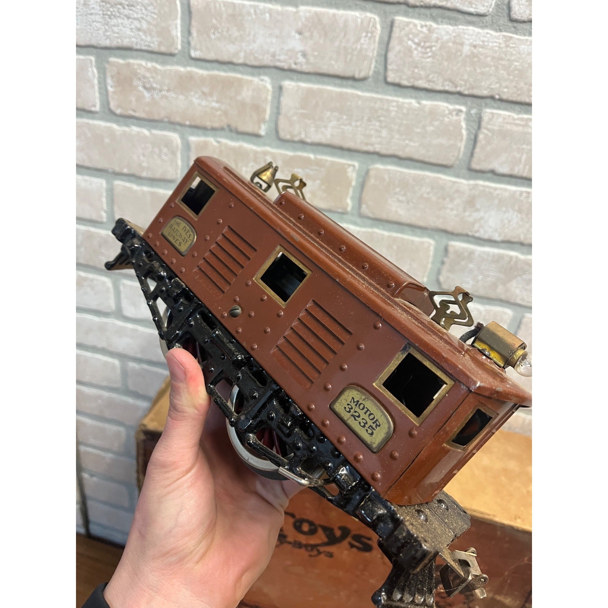 Original Vintage Ives Toys Train Set #691 w/ Original Box #3235 Motor Car 2.25 Gauge