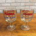 Vintage Pair Hamm’s Beer Goblet Thumbprint Heavy Stemmed Schooner Glass 6" Barware