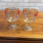Vintage Pair Hamm’s Beer Goblet Thumbprint Heavy Stemmed Schooner Glass 6" Barware