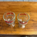 Vintage Pair Hamm’s Beer Goblet Thumbprint Heavy Stemmed Schooner Glass 6" Barware