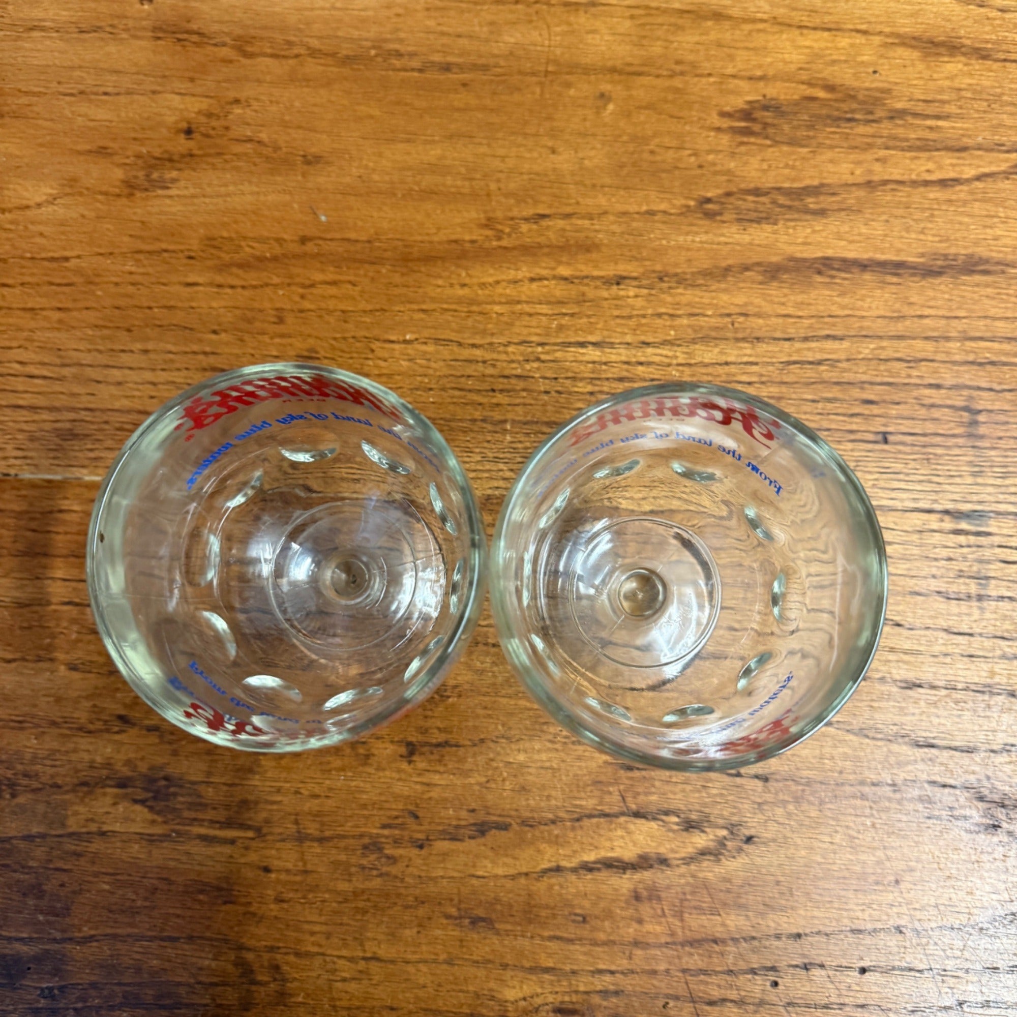 Vintage Pair Hamm’s Beer Goblet Thumbprint Heavy Stemmed Schooner Glass 6" Barware