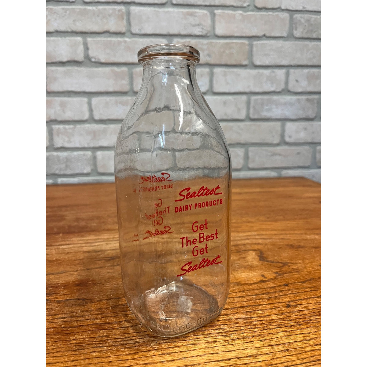 Vintage Sealtest Dairy Milk Bottle Quart Pyro ACL Farmhouse Rustic Decor