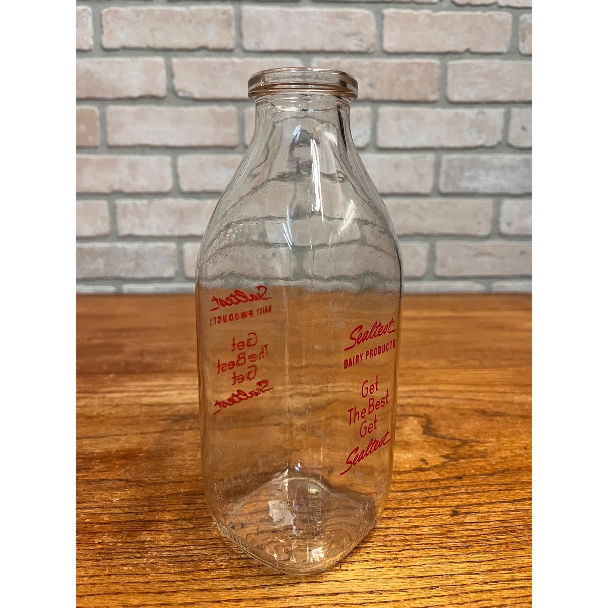 Vintage Sealtest Dairy Milk Bottle Quart Pyro ACL Farmhouse Rustic Decor