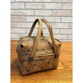 Early Primitive Splint Wood Woven Berry Basket w/ handles Hinged Covered