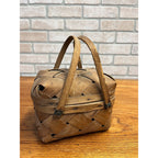 Early Primitive Splint Wood Woven Berry Basket w/ handles Hinged Covered