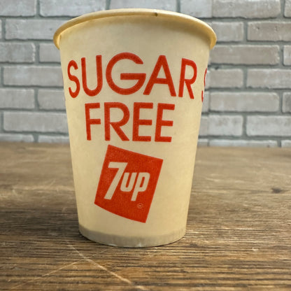 Vintage 7up 5oz Sugar Free Sample Soda Promotional Wax Paper Cup