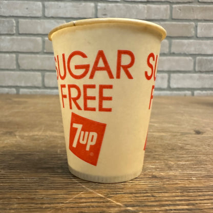 Vintage 7up 5oz Sugar Free Sample Soda Promotional Wax Paper Cup