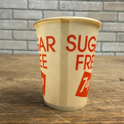 Vintage 7up 5oz Sugar Free Sample Soda Promotional Wax Paper Cup