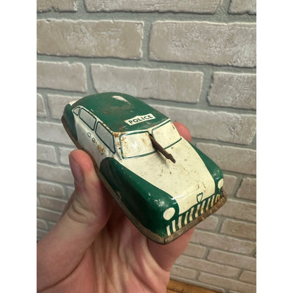 Vintage 1950's Argo Japan Tin Toy New York 4" - Green & White Police Car w/ Gun