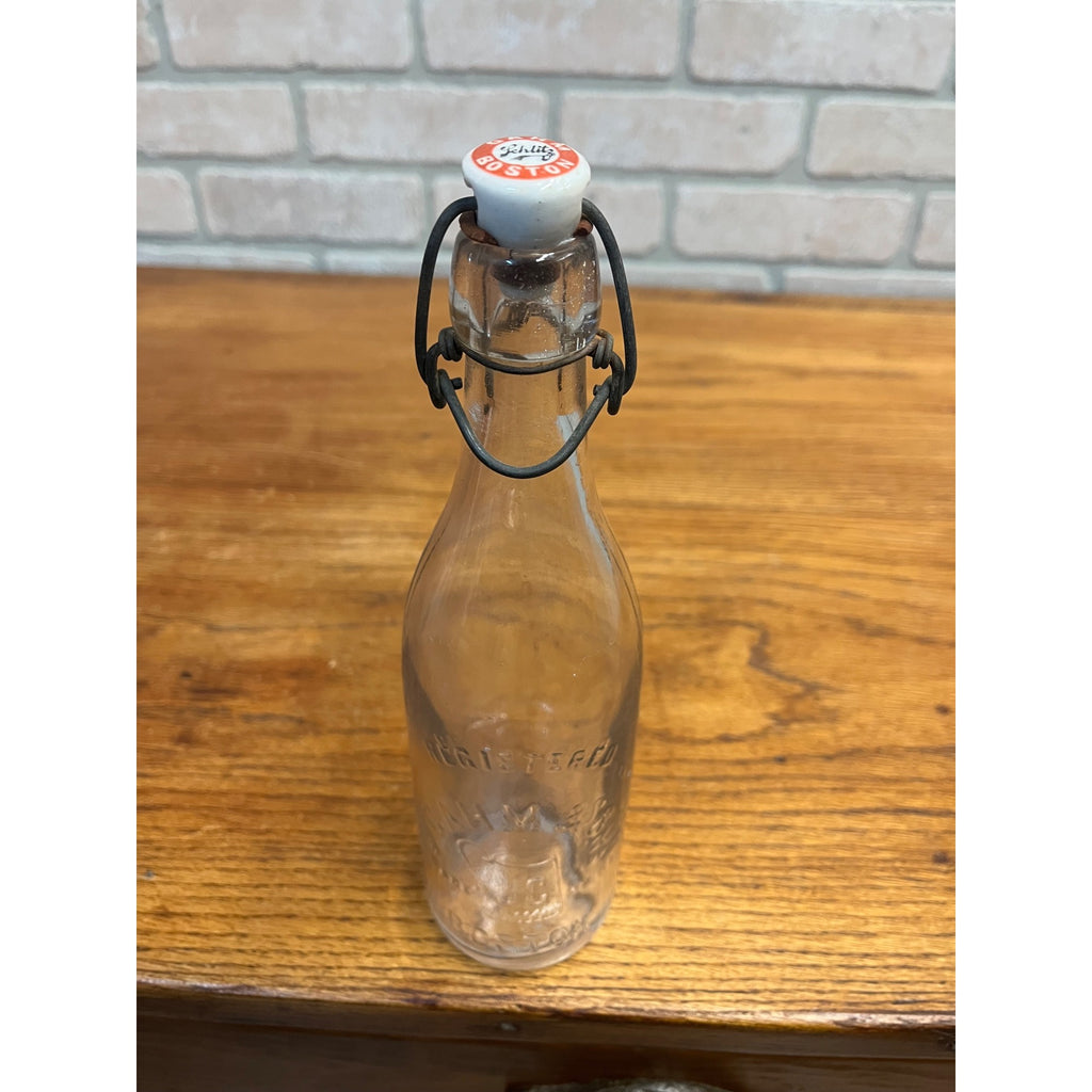 J. Gahm & Son Schlitz Blob Top Beer Bottle Boston Mass. w/ Porcelain Stopper
