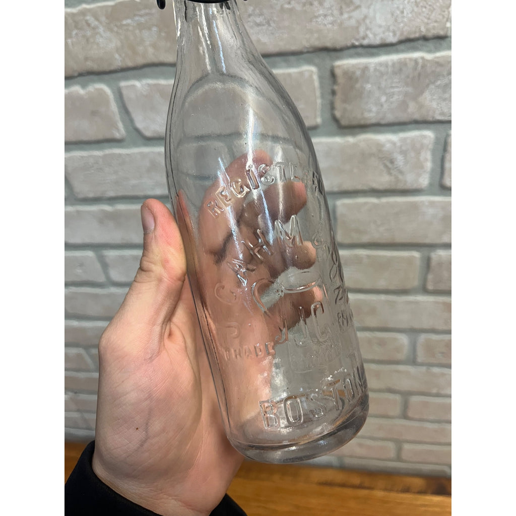 J. Gahm & Son Schlitz Blob Top Beer Bottle Boston Mass. w/ Porcelain Stopper