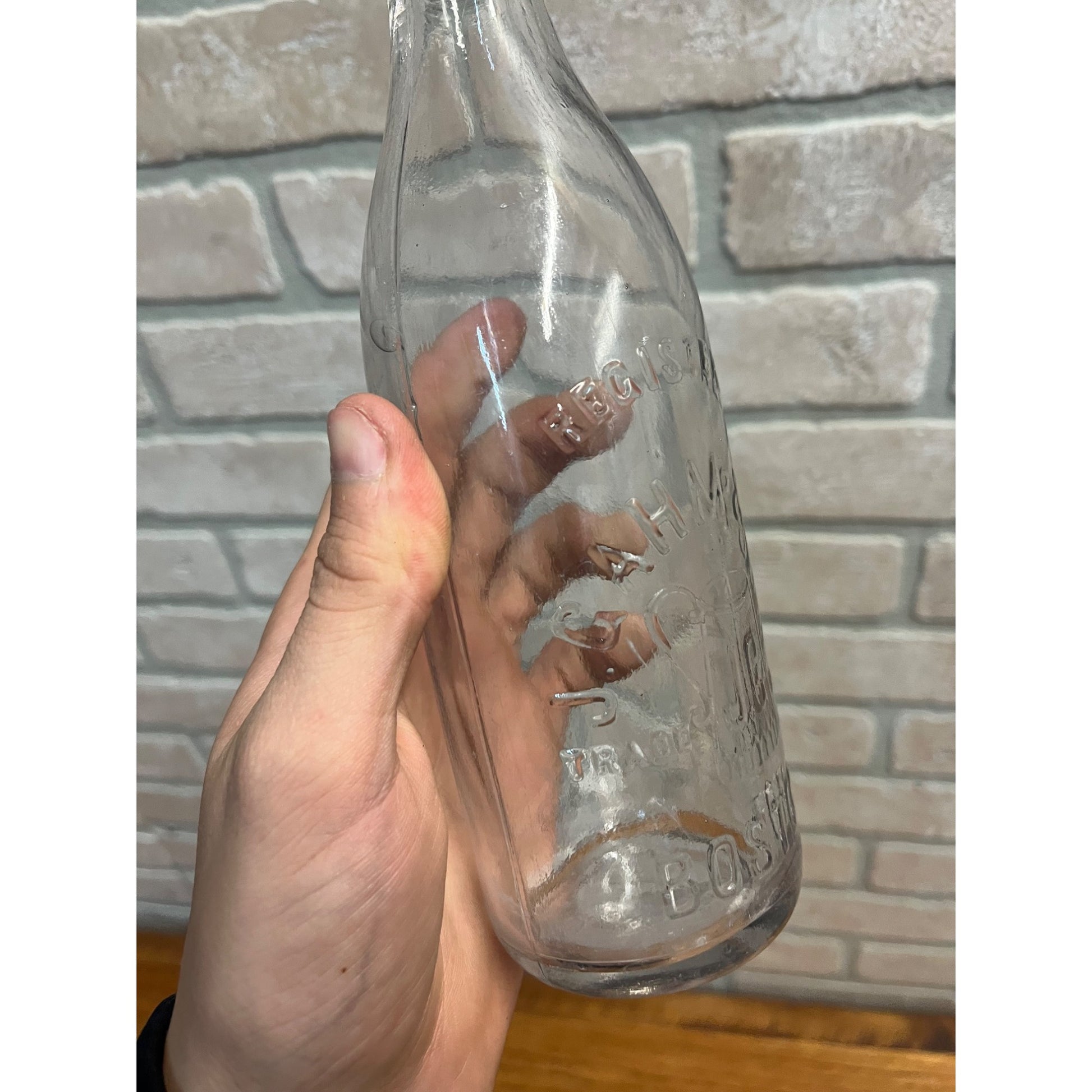 J. Gahm & Son Schlitz Blob Top Beer Bottle Boston Mass. w/ Porcelain Stopper