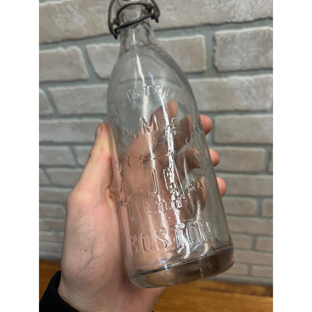 J. Gahm & Son Schlitz Blob Top Beer Bottle Boston Mass. w/ Porcelain Stopper