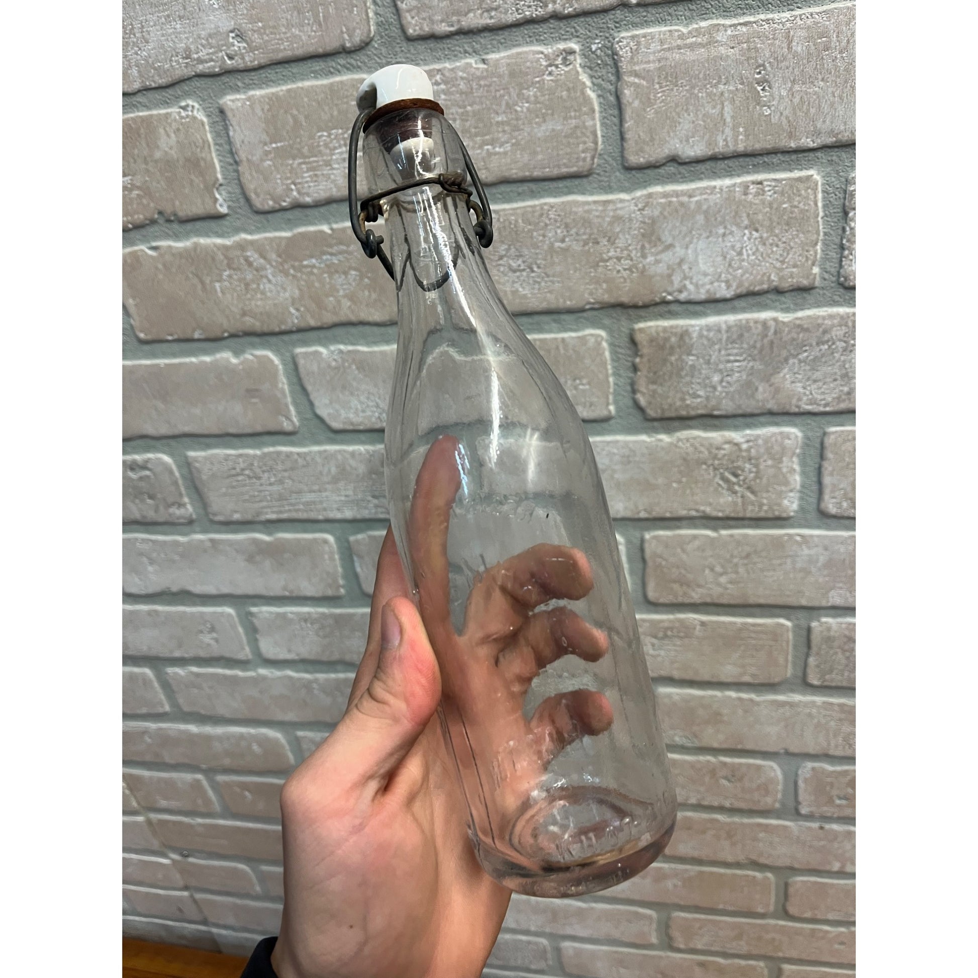 J. Gahm & Son Schlitz Blob Top Beer Bottle Boston Mass. w/ Porcelain Stopper