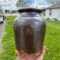 Antique Brown Glazed Stoneware Pot Jar No Lid Farmhouse Decor