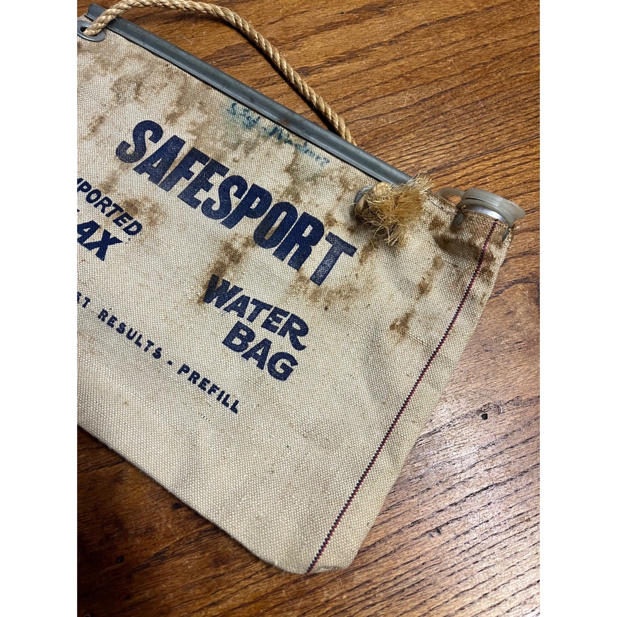 Original Vintage Water Bag Safesport Made USA Genuine Scottish Flax Canvas