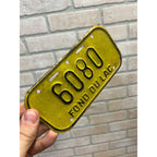 Vintage Fond du Lac Wisconsin Bicycle Bike License Plate Yellow Black #6080