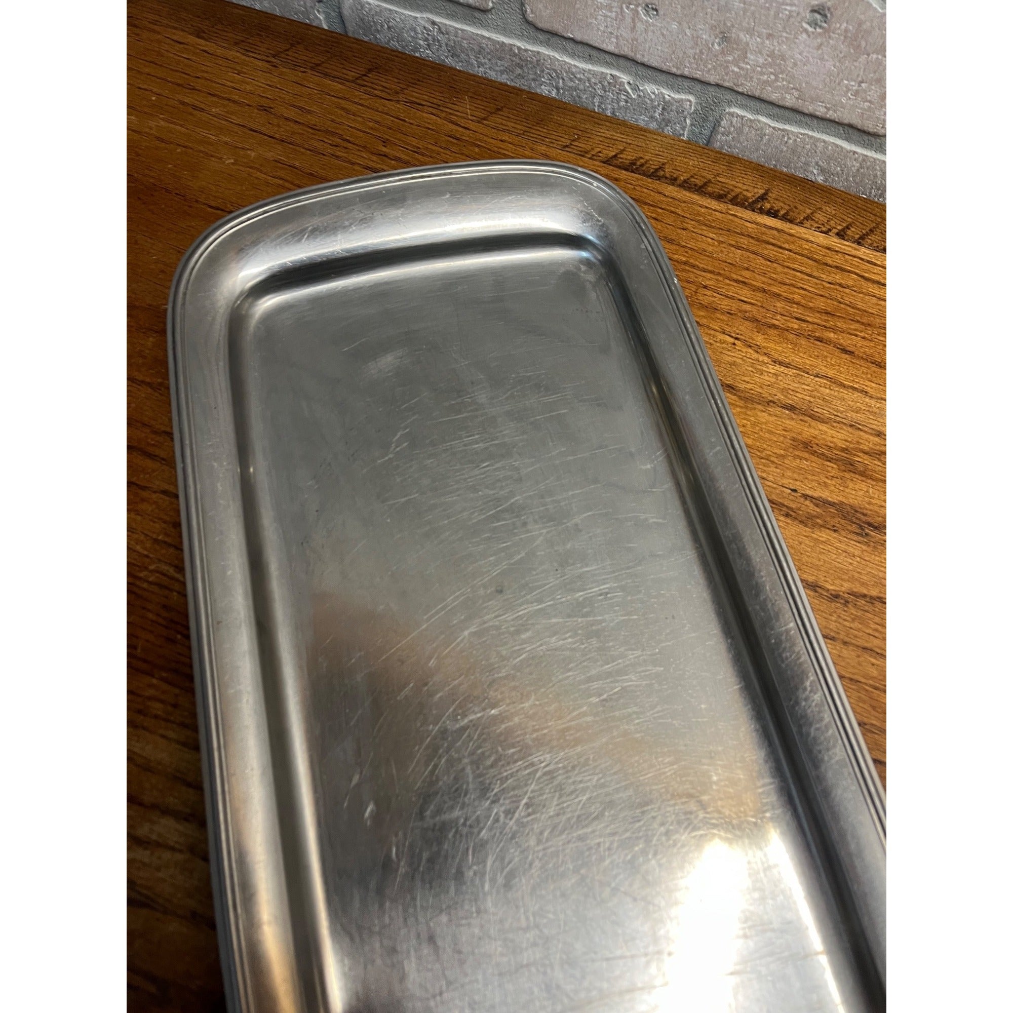 Vintage 1960s MCM Stainless Steel Serving Tray Bread Platter Gabis Sweden 19"