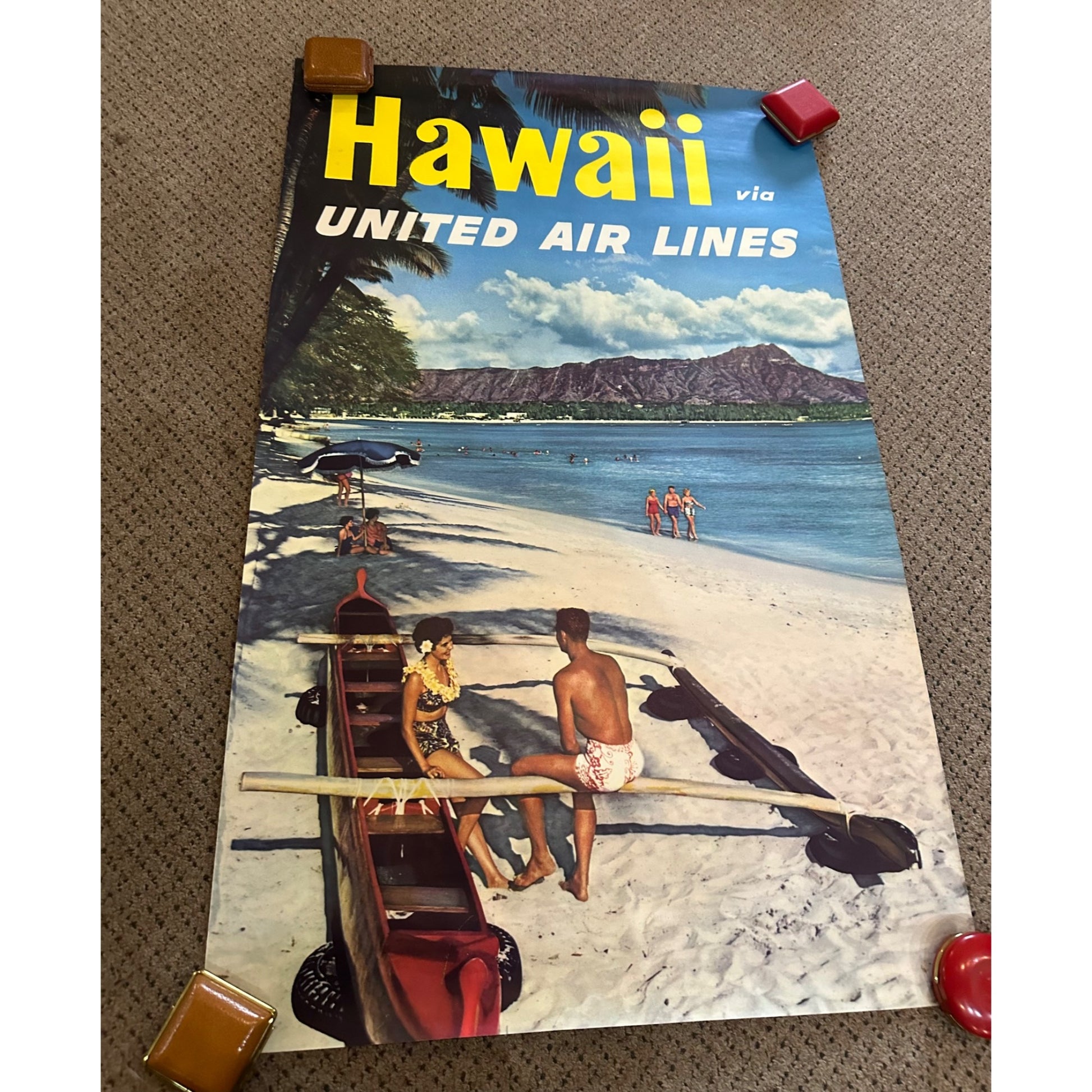 RARE Original 1960s Vintage Fly United Airlines Airlines Hawaii Travel Airport