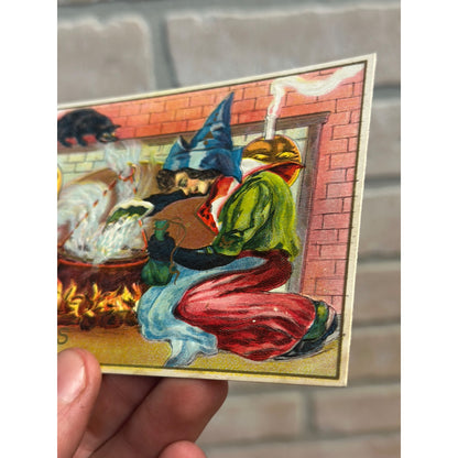 Winsch Embossed Halloween Postcard Witch Black Magic Cauldron Cat 116 Series