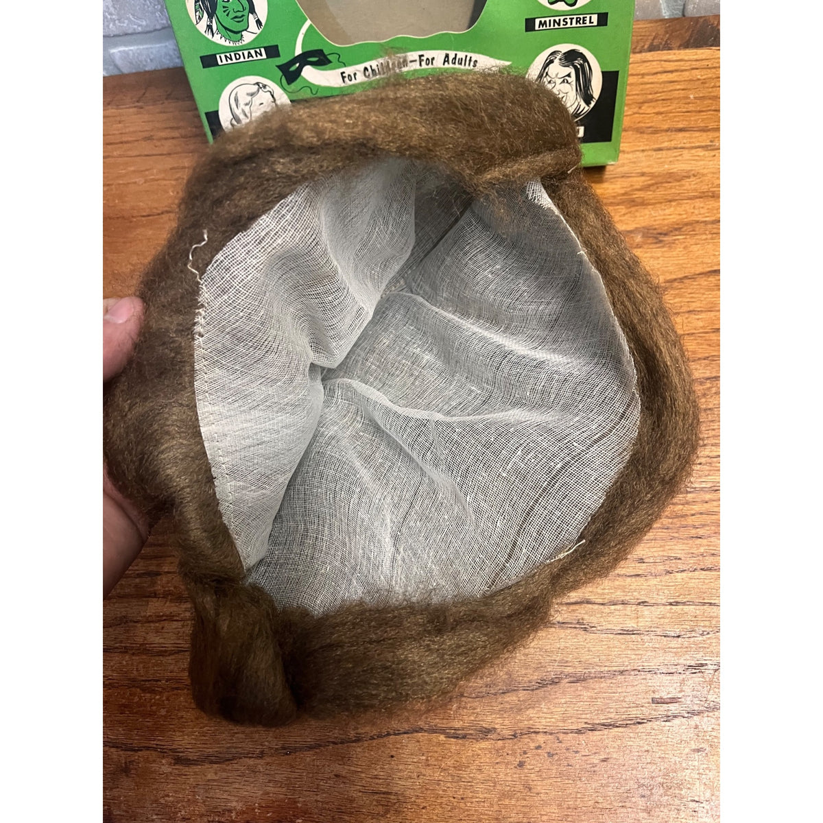 Vintage 1930s Collegeville Halloween Costume Wig Brown - Original Green Box
