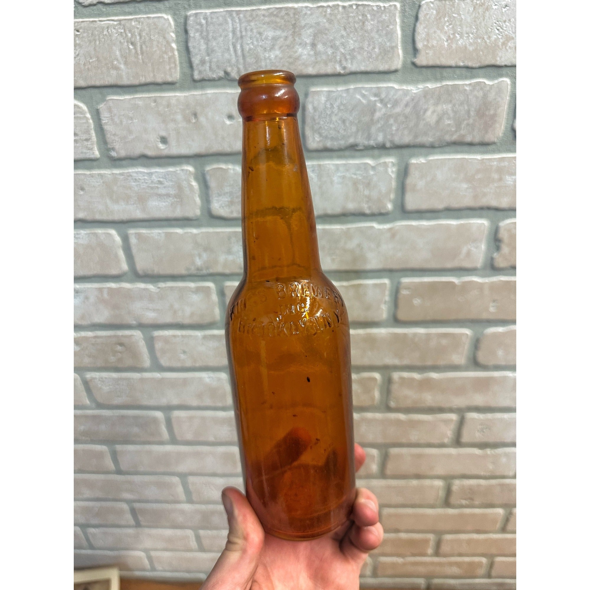 Vintage Kings Brewery Inc Beer Bottle Amber Brown Embossed Brooklyn NY